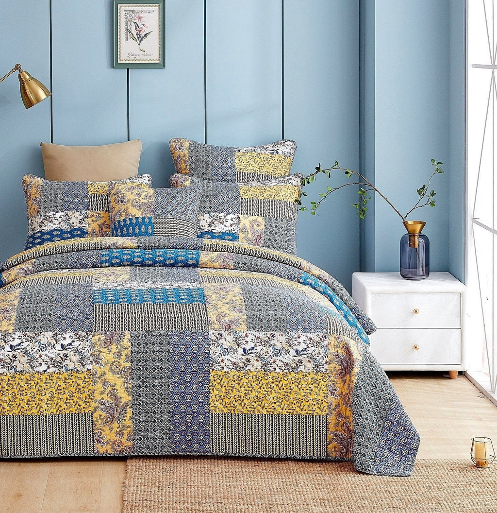 DaDa Bedding Honey Cove Garden Floral Paisley Cottage Patchwork Bedspread Set (JHW-957)