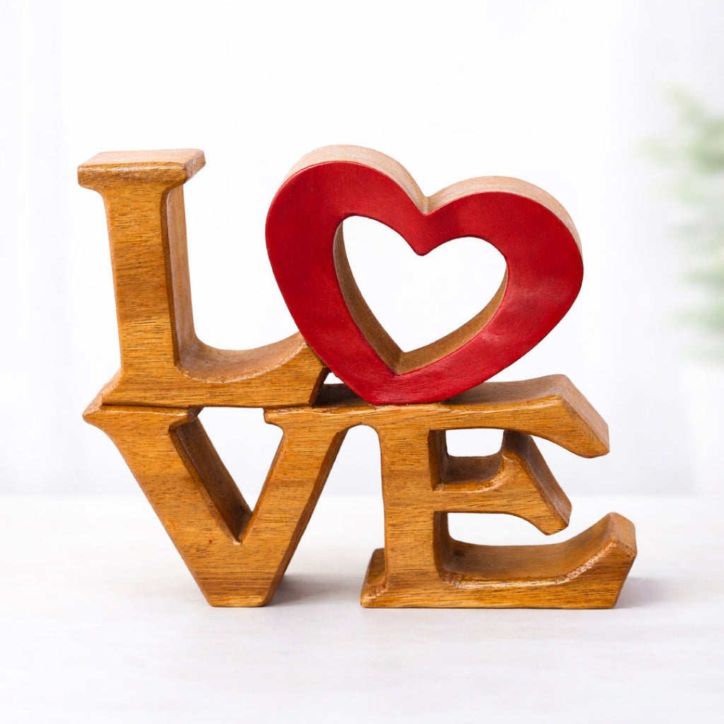 Elmija Enduring Love – Hand-Carved Wooden Sculpture, Handmade Decorative Home Art