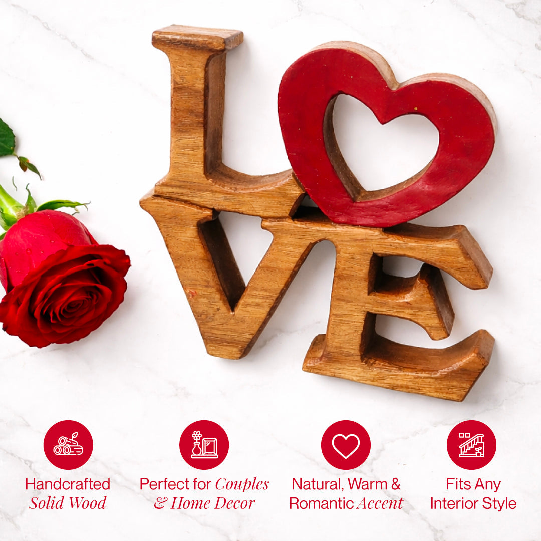 Elmija Enduring Love – Hand-Carved Wooden Sculpture, Handmade Decorative Home Art