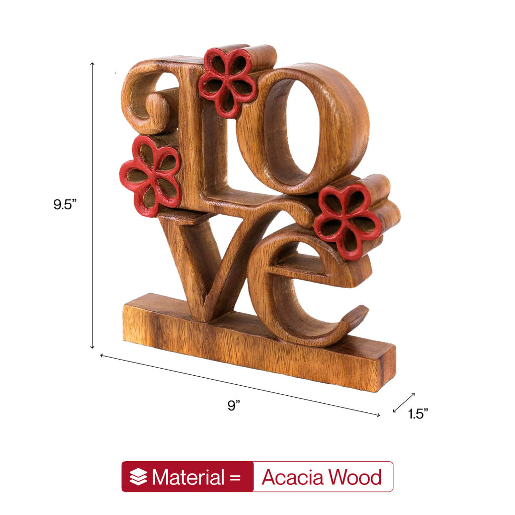 Crimson Heart – Hand Carved Wooden Sculpture, Handmade Decorative Home Art