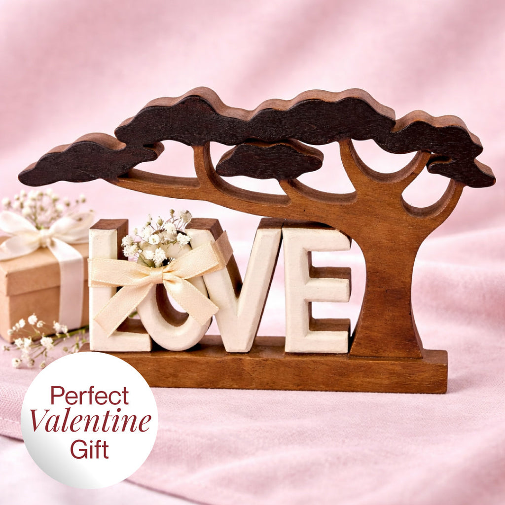 Elmija Enduring Love – Hand Carved Wooden Sculpture, Handmade Decorative Home Art