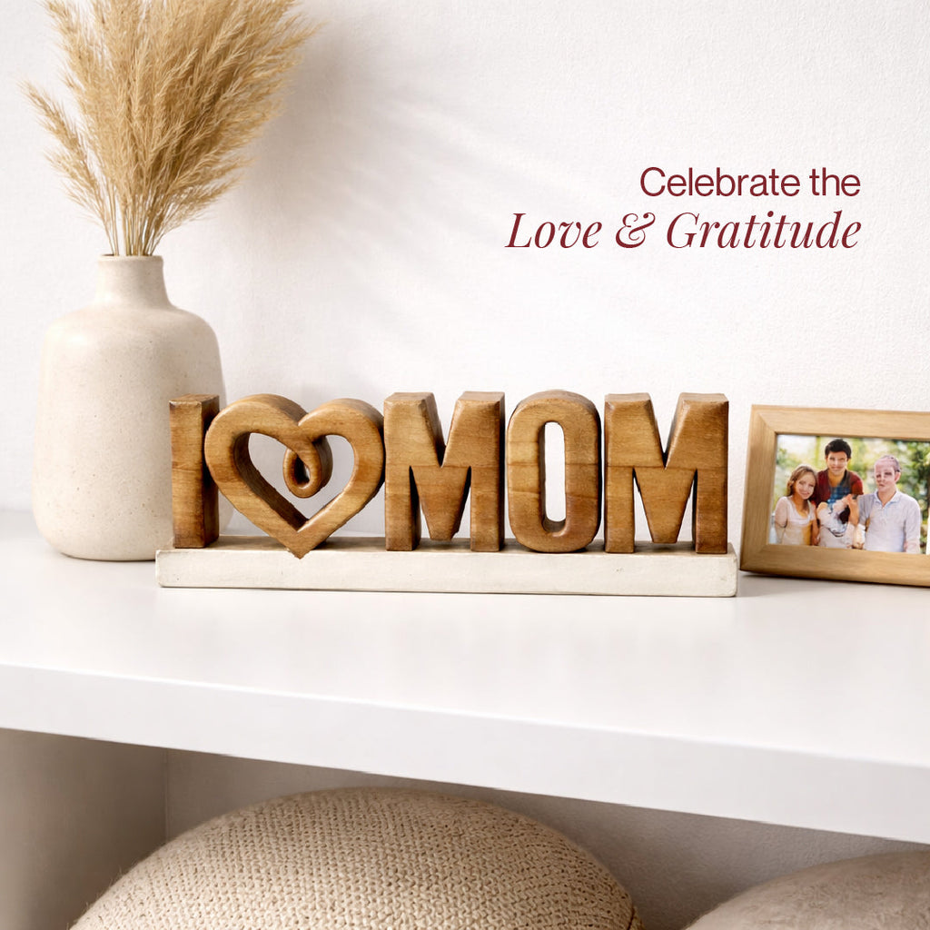 Forever Mom – Hand-Carved Wooden Sculpture, Handmade Mother’s Day Gift Art