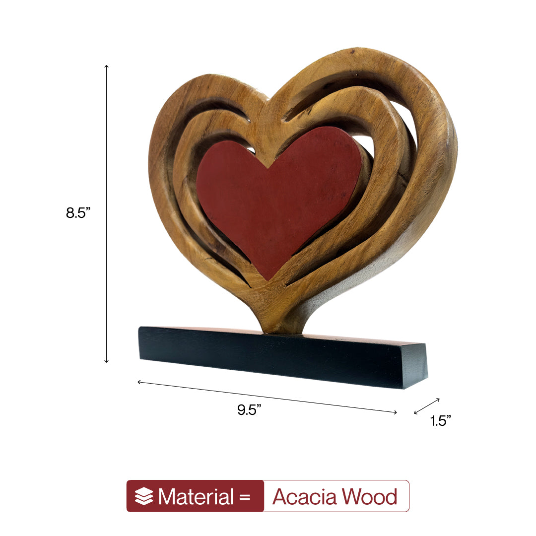 Serene Hearts – Handmade Wooden Sculpture, Elegant Home Decor