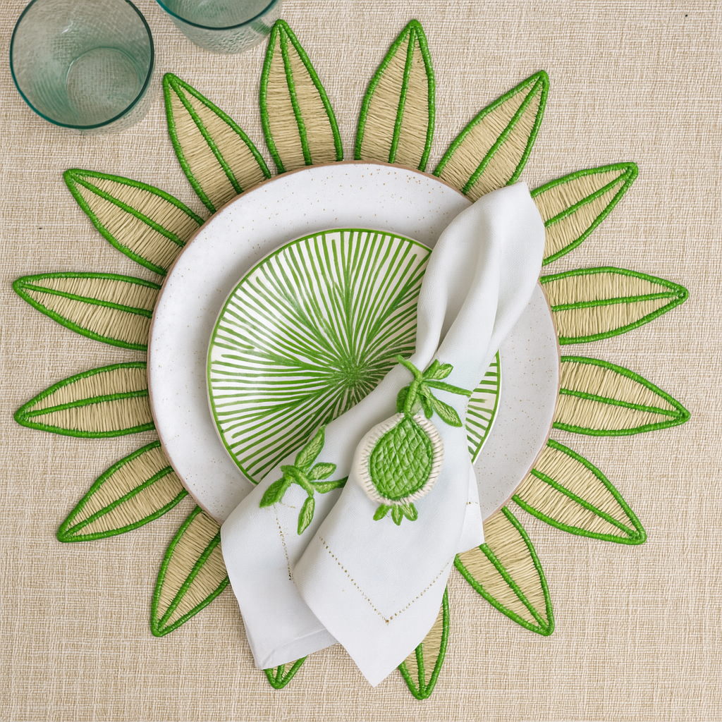 Leaf Bloom Handwoven Iraca Placemat