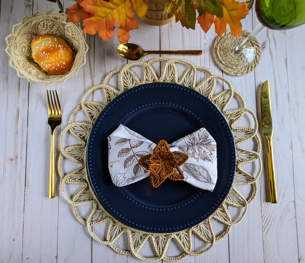 Star Flower Handwoven Iraca Napkin Ring