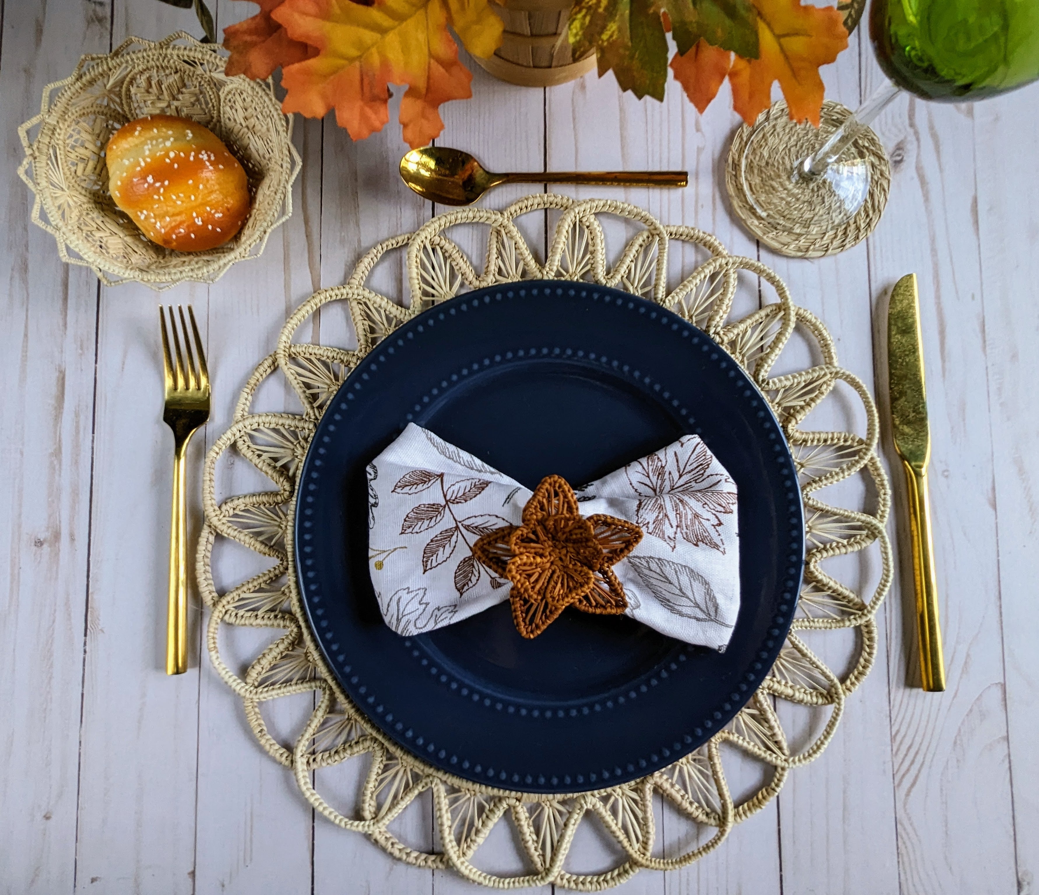 Star Flower Handwoven Iraca Napkin Ring