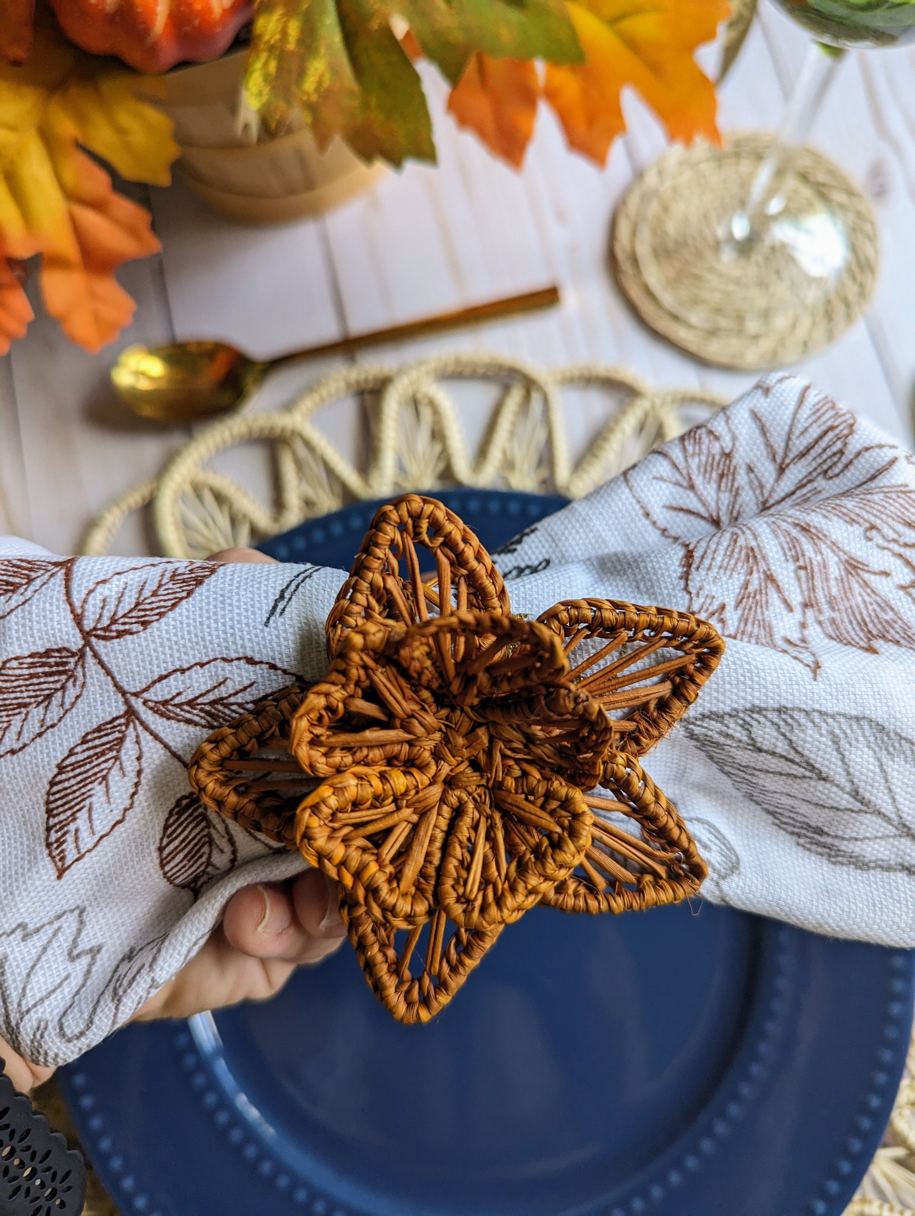 Star Flower Handwoven Iraca Napkin Ring