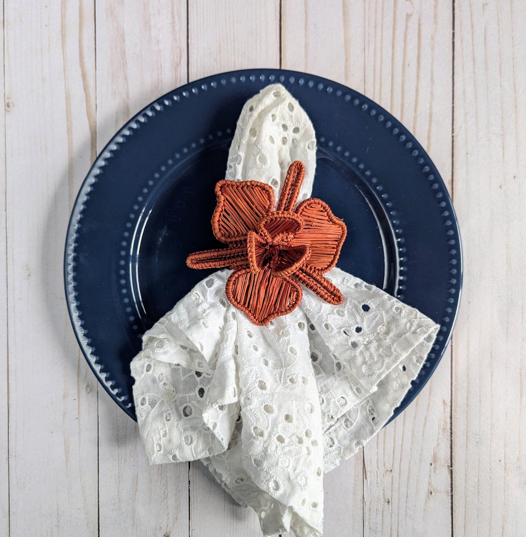 Handwoven Orchid Iraca Palm Napkin Ring in Burgundy
