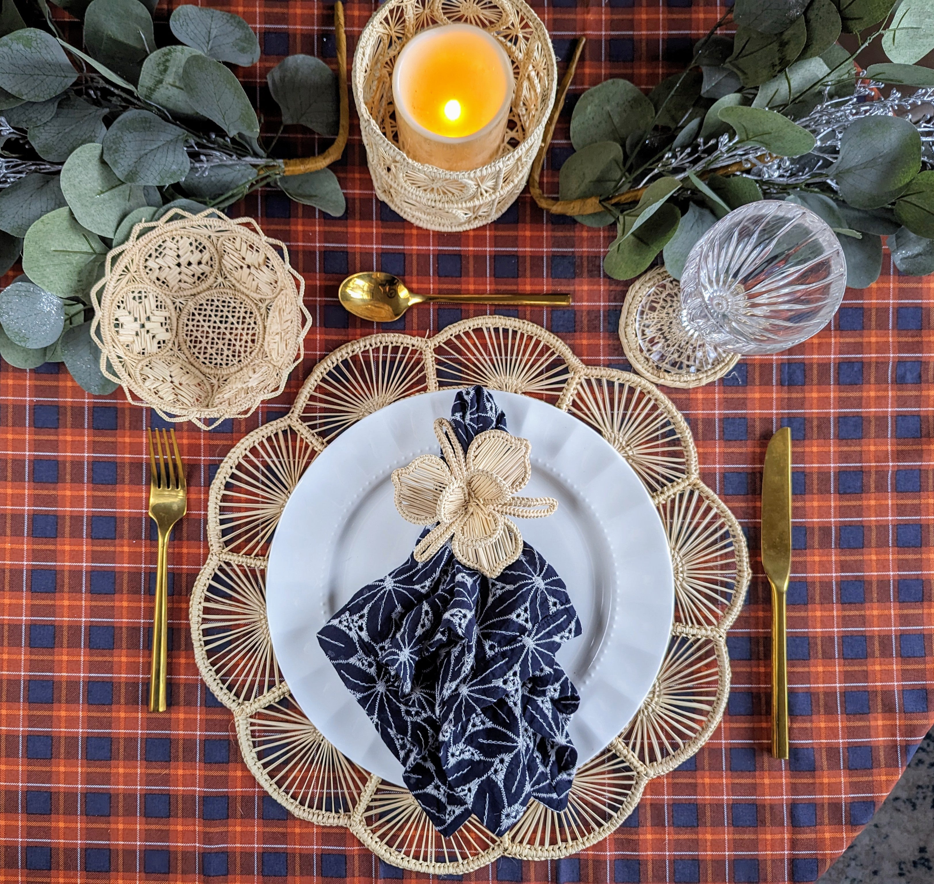 Orchid Handwoven Iraca Napkin Ring