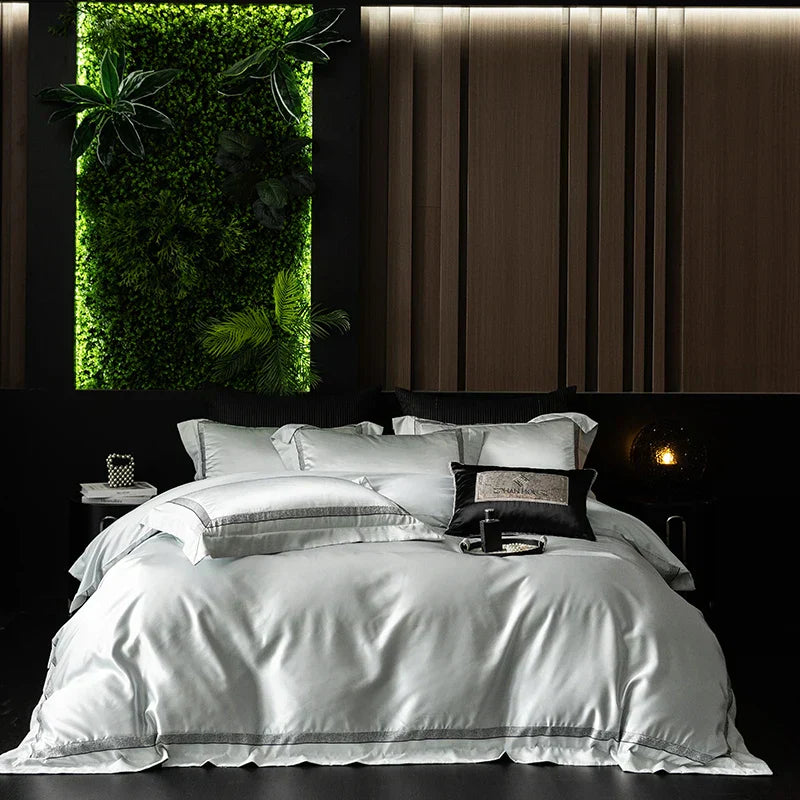 DecorBites™ Luxe Champagne Bedding Set in Silky Egyptian Cotton - Queen King Sizes