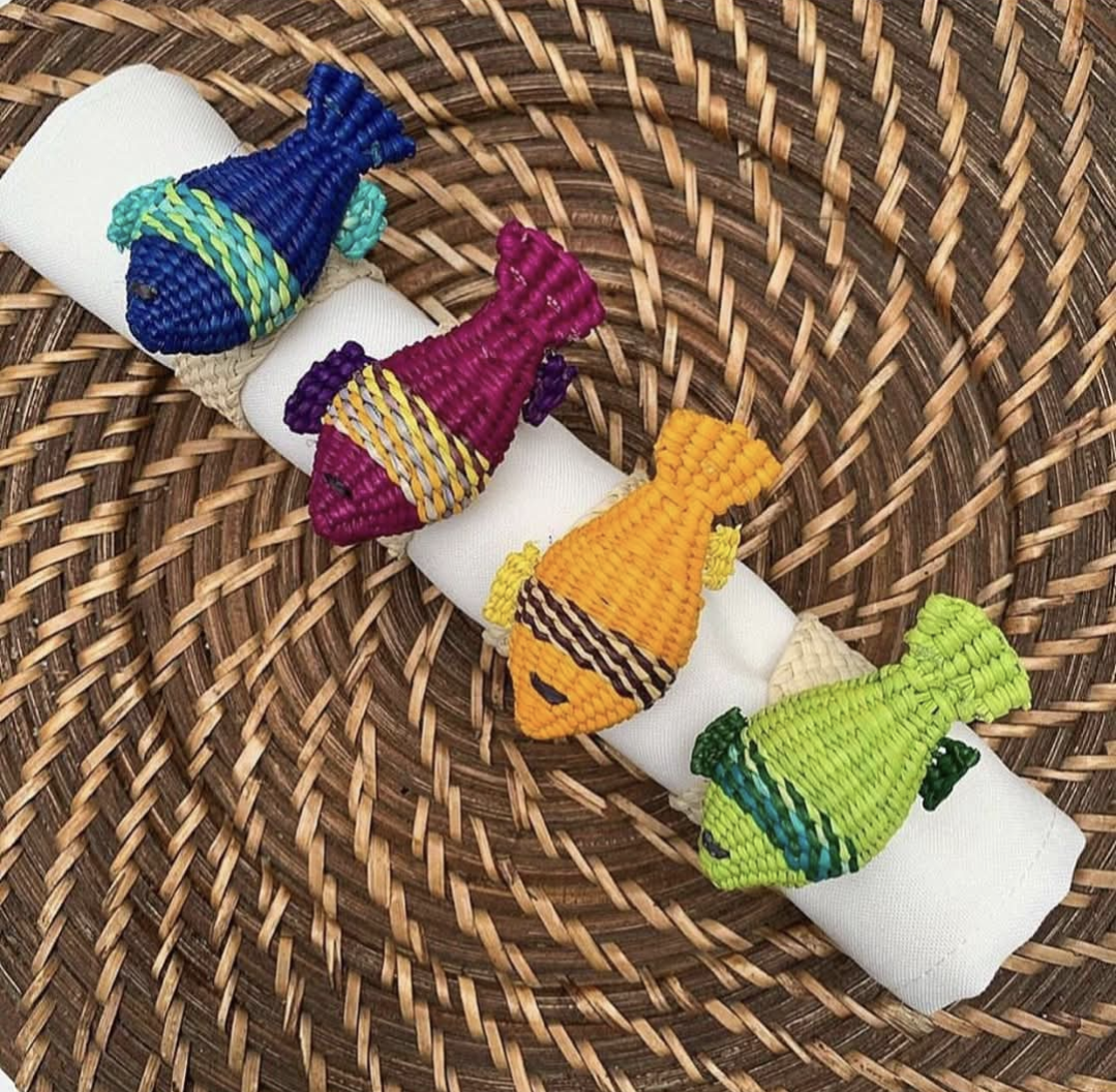 Fish Handwoven Iraca Napkin Rings