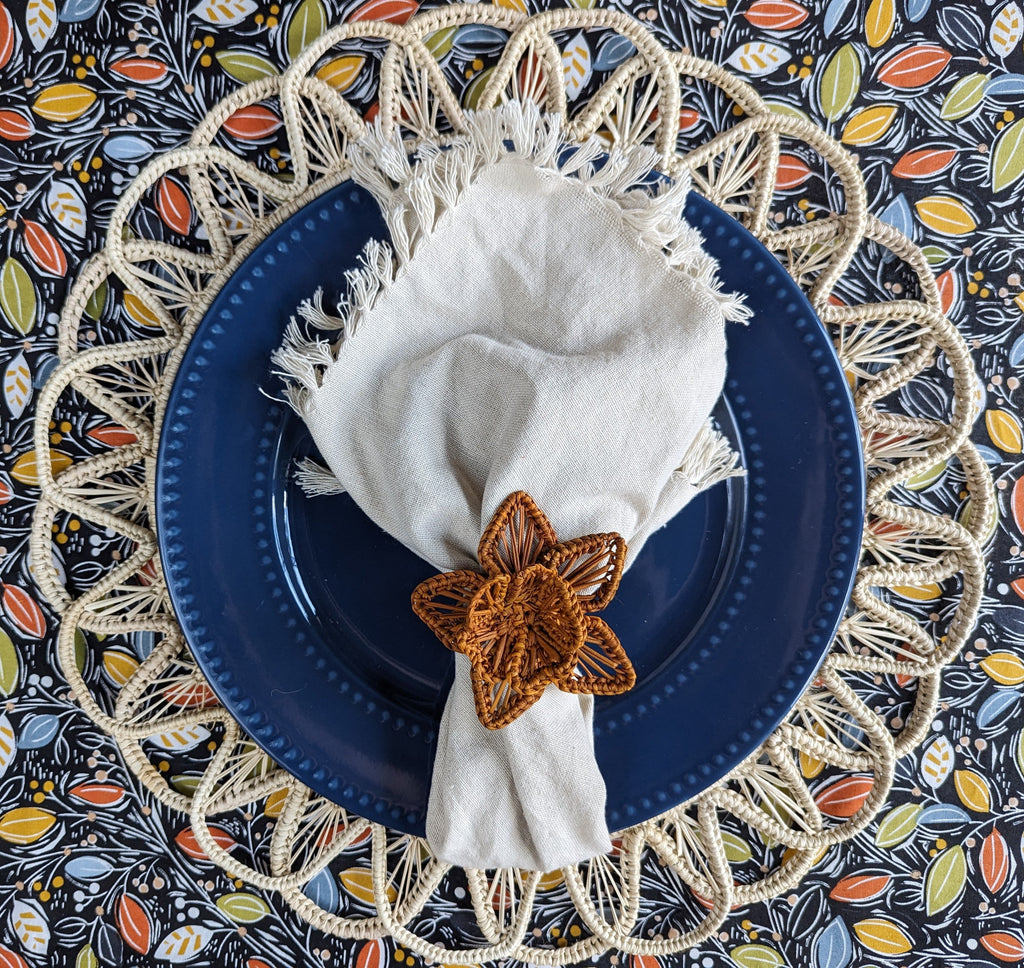 Star Flower Handwoven Iraca Napkin Ring