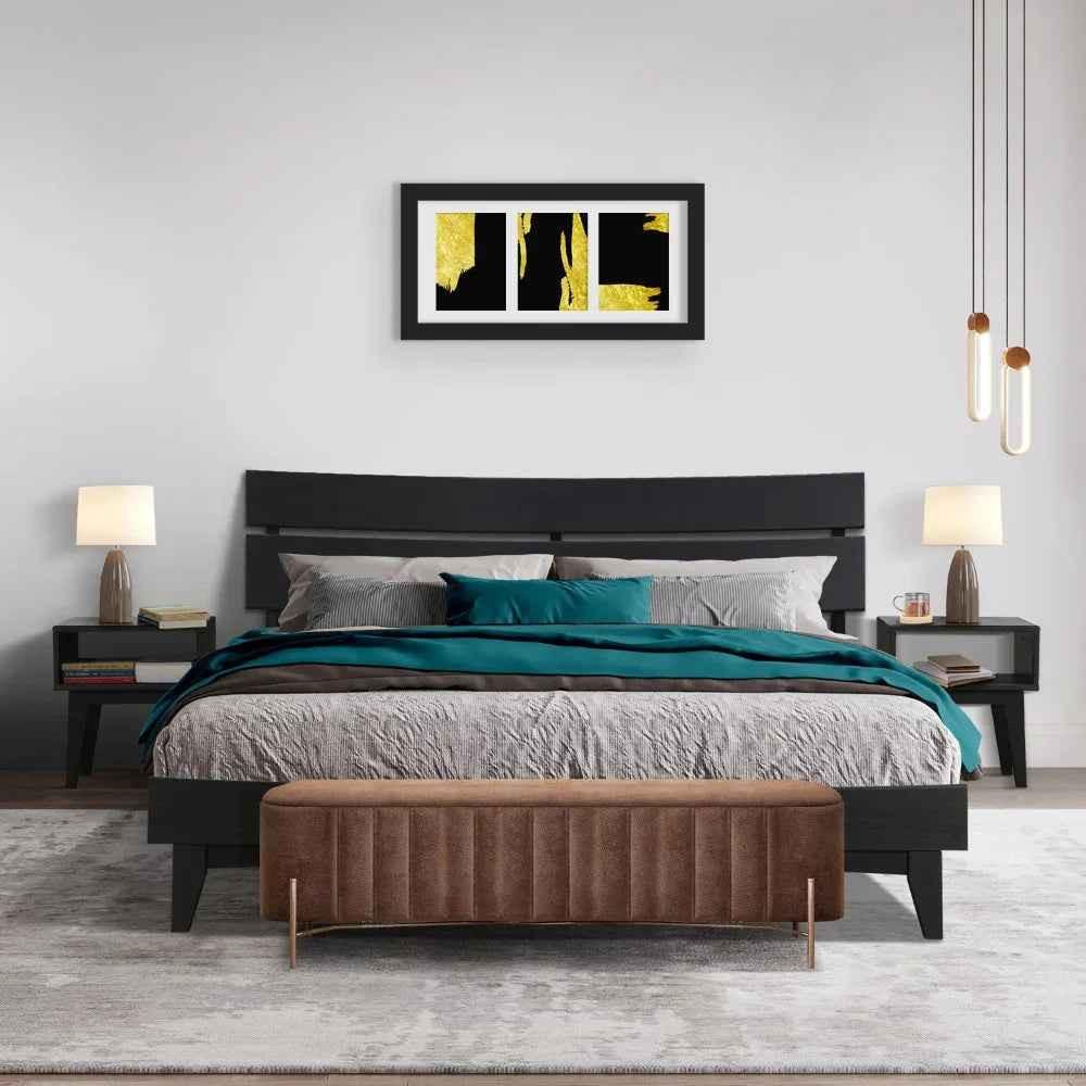 [Buy 1 Get 1] Aurora Solid Wood Bed Frame & Nightstand