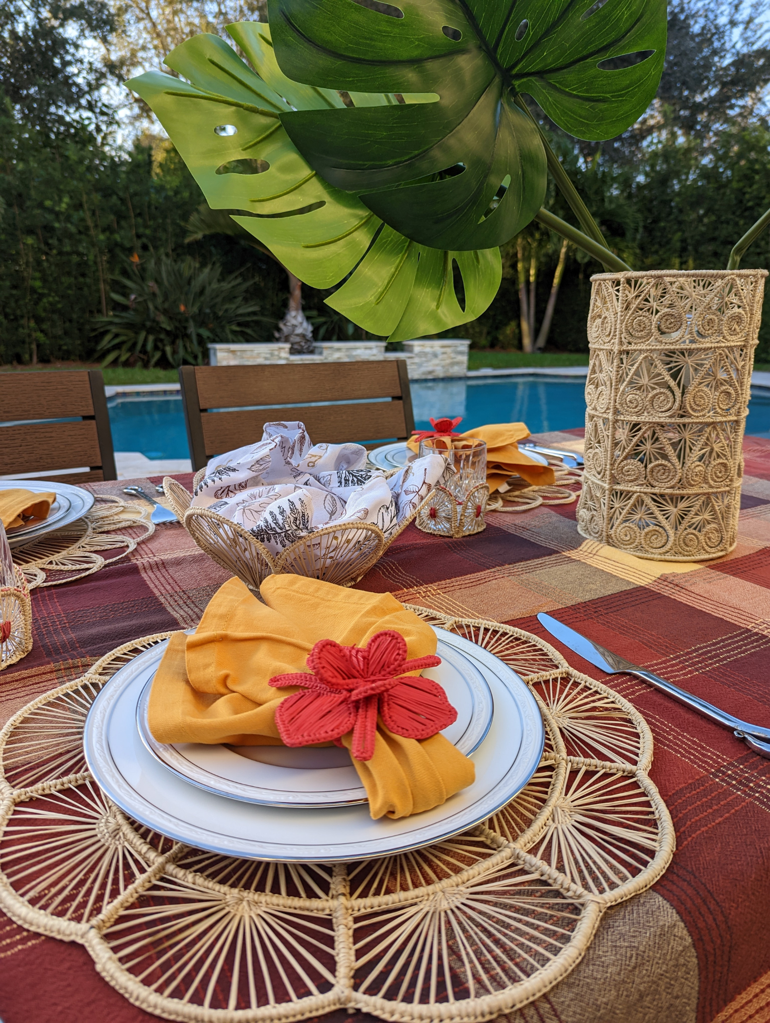 Christmas Orchid Handwoven Iraca Napkin Ring