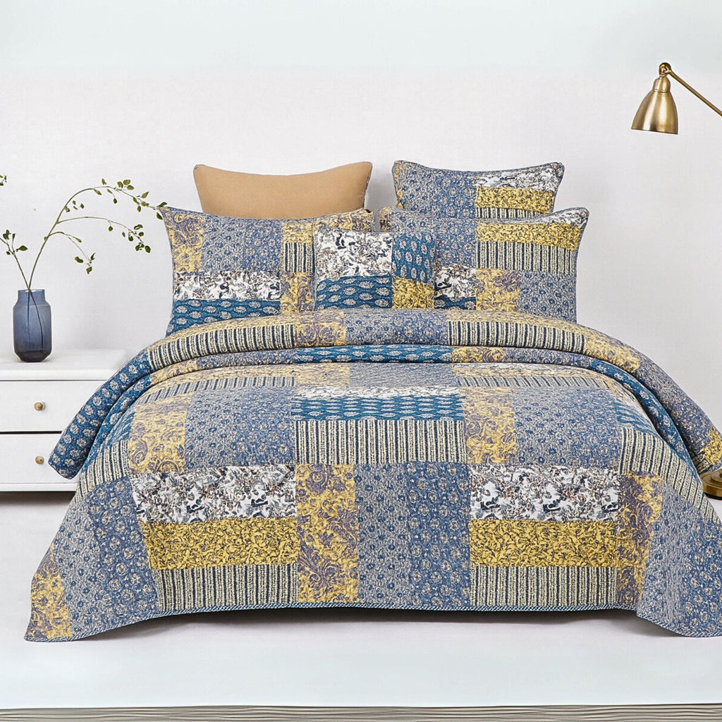 DaDa Bedding Honey Cove Garden Floral Paisley Cottage Patchwork Bedspread Set (JHW-957)