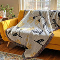 DaDa Bedding Yellow Fleur Botanical Sunshine Golden Floral Woven Tapestry Throw Blanket - 50” x 60” (18112)