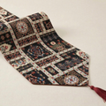 DaDalogy Bedding Elegant Woven Mughal Floral Tapestry Table Runner, Dark Noir Botanical Vintage Fleur (18197)