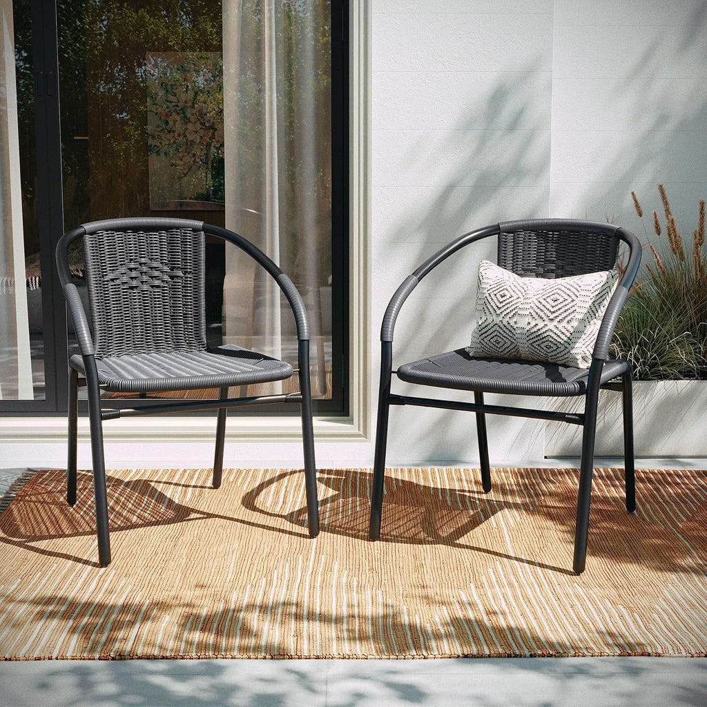 Modern Stackable Rattan Dining Chairs Set for Outdoor