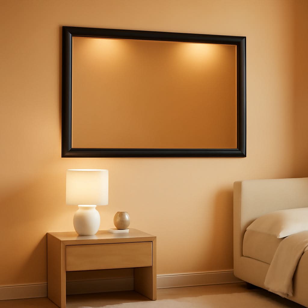 Black Bathroom Mirror 48x32 Wall Mounted Large Vanity