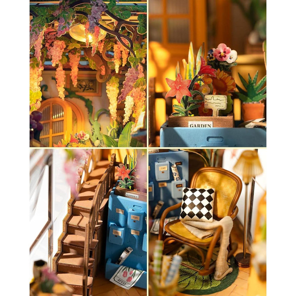 DIY Garden House Book Nook Kit With LED Lights Bookshelf