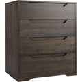 Modern 4 Drawer Dresser Walnut Finish For Bedroom Storage
