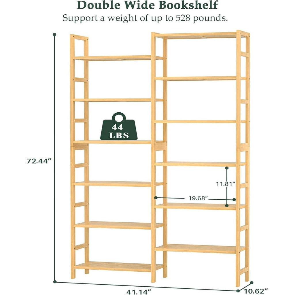 6 Ft Tall Bamboo Bookshelf For Home Office Living Room