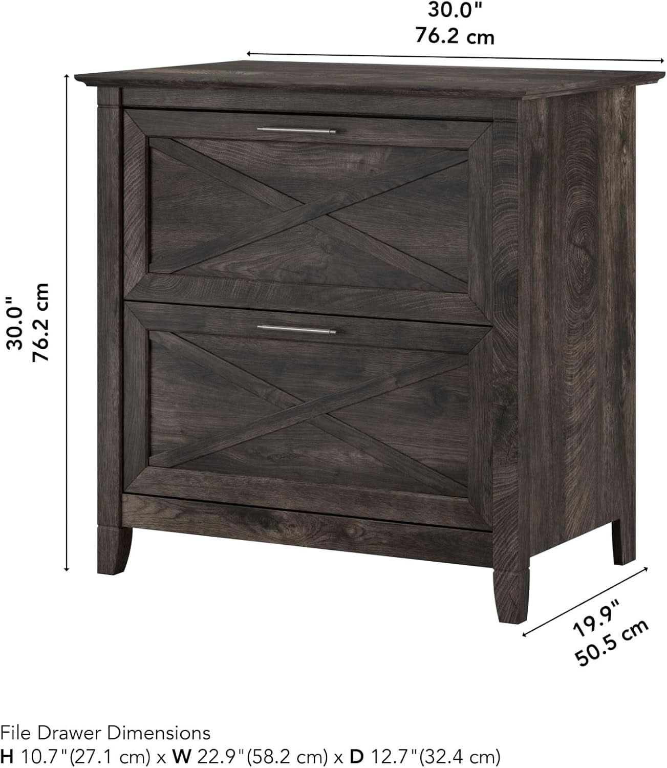 Key West 2 Drawer Lateral File Cabinet Dark Gray Hickory