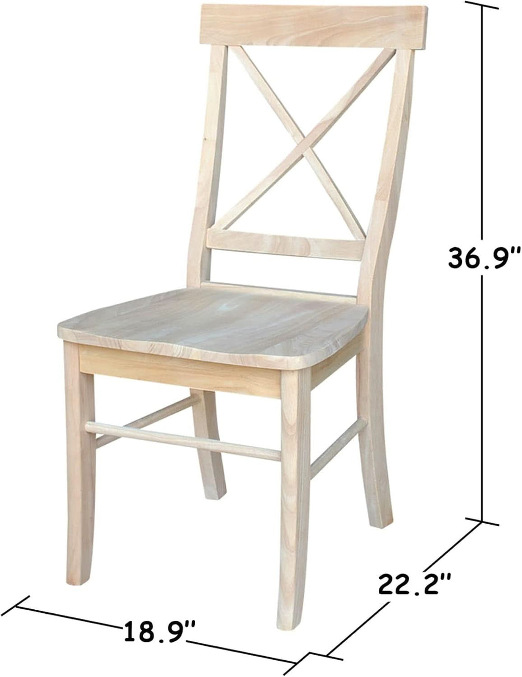 X Back Dining Chairs Set Of 2 In Unfinished Parawood
