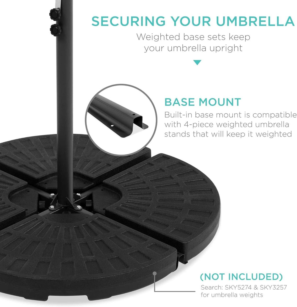 10 Foot Solar LED Offset Patio Umbrella With Easy Tilt Adjustment In Tan For Backyard Use