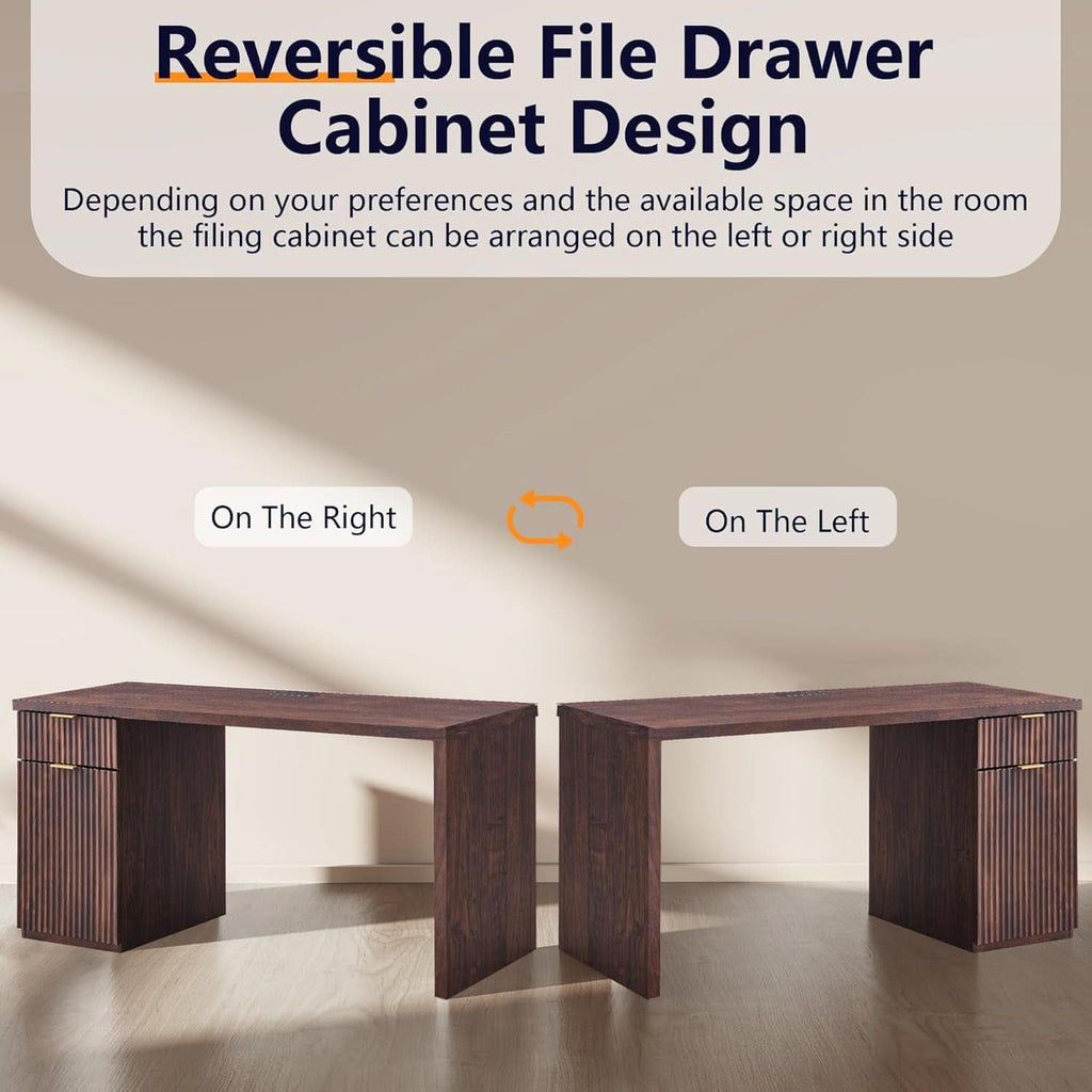 60-Inch Classic Dark Walnut Executive-Grade Desk Study