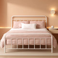White Full Panel Metal Bed Frame Industrial Strength