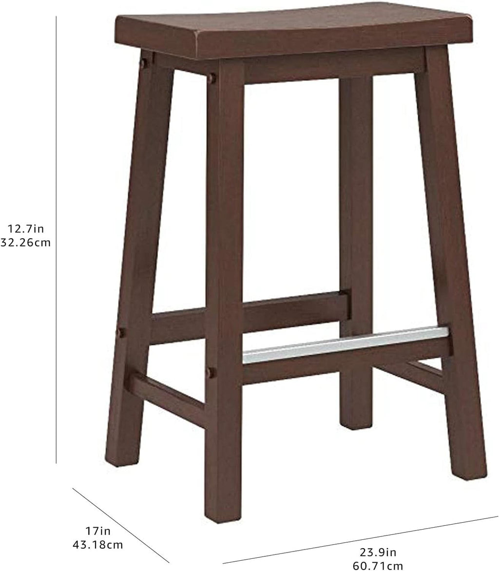 Walnut Saddle Seat Counter Stool 24 Inch Set Of 2 Stools
