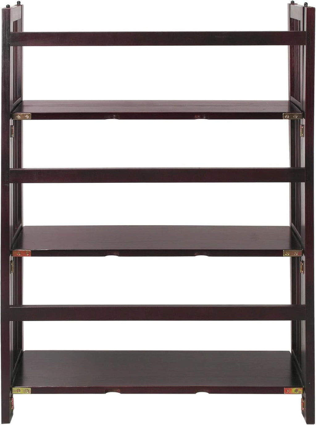 Three Shelf Folding Stackable Bookcase 27.5 Inch Wide Espresso Wood Home Office Storage
