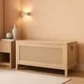 Large Natural Storage Bench with Safety Hinge, 39.4 Inches