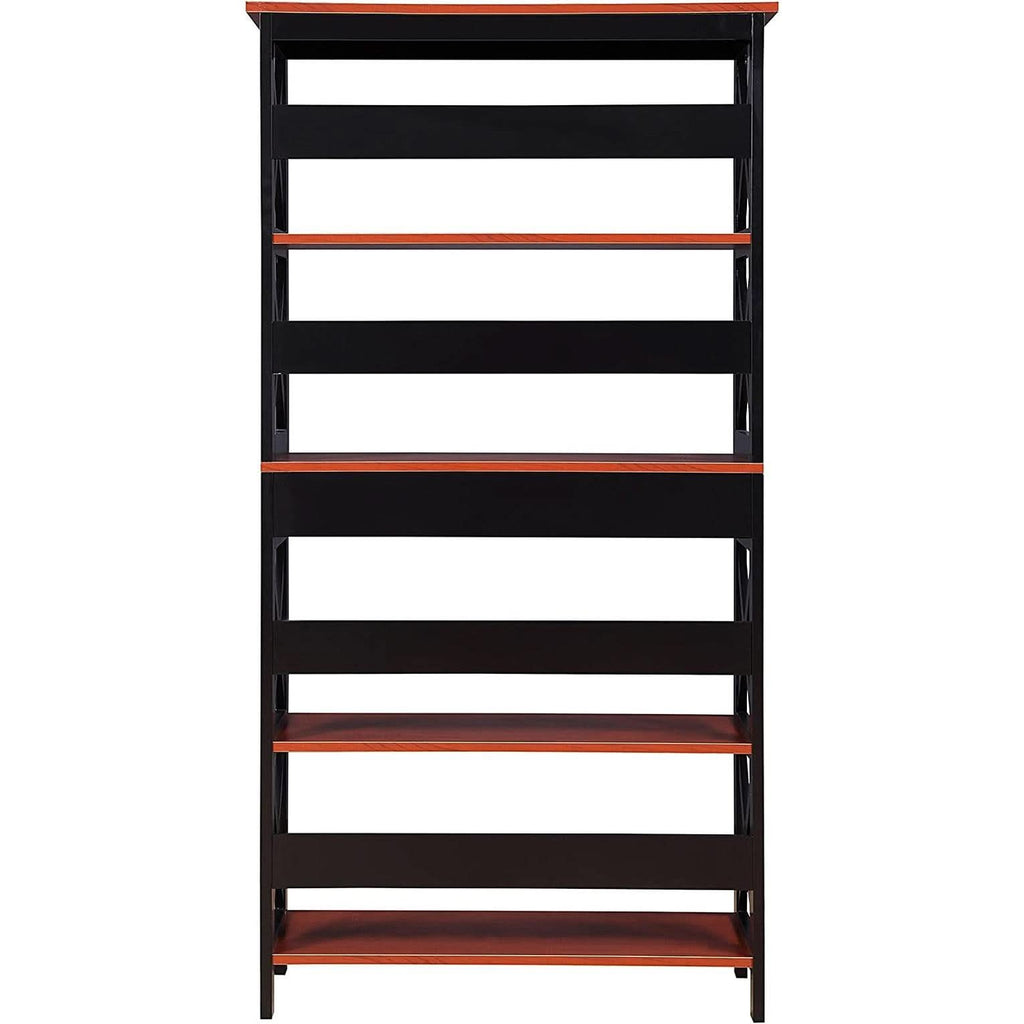 Cherry Black Oxford 5 Tier Bookcase With Drawer Home Office