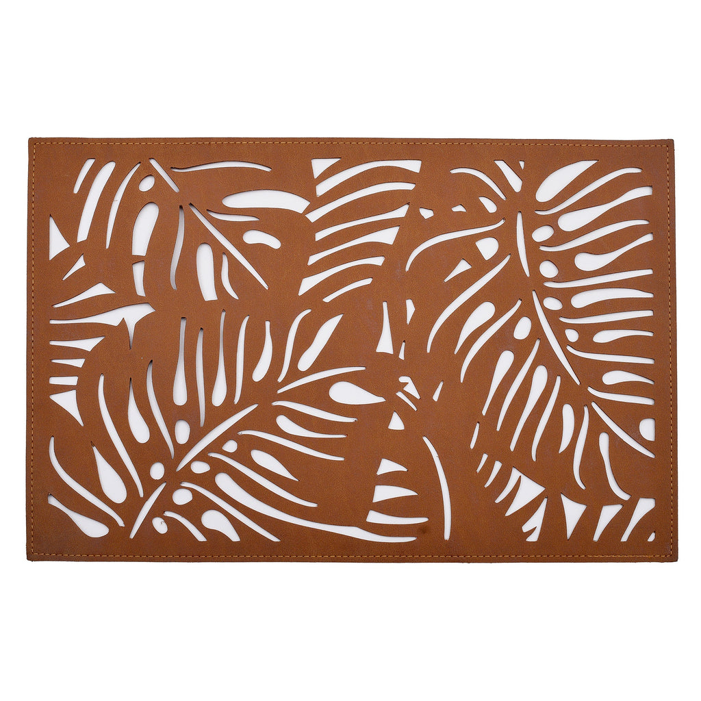 Monstera Leaf Cut Out Leather Placemats - Set of 6