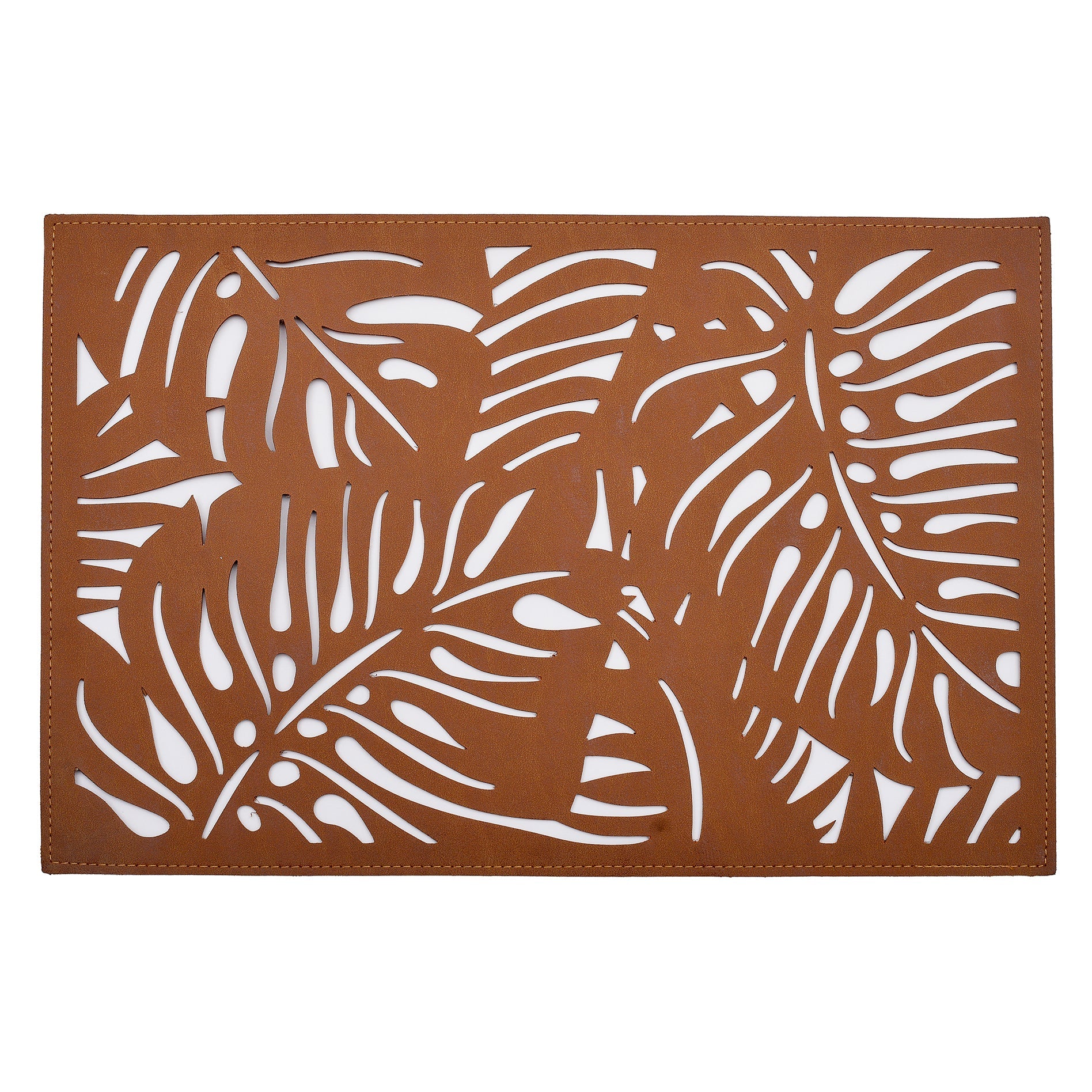 Monstera Leaf Cut Out Leather Placemats - Set of 6