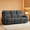 Grey Fabric 3-Seater Electric Recliner Sofa with Cup Holders