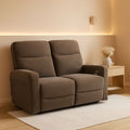 Fabric 64.6 Inch Dark Brown Wall Hugger Power Recliner Loveseat