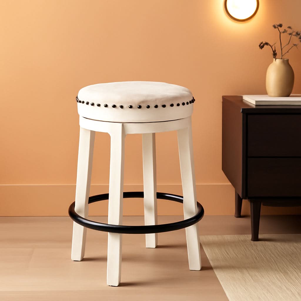 Valebeck 24Inch Counter Height Swivel Stool White Black