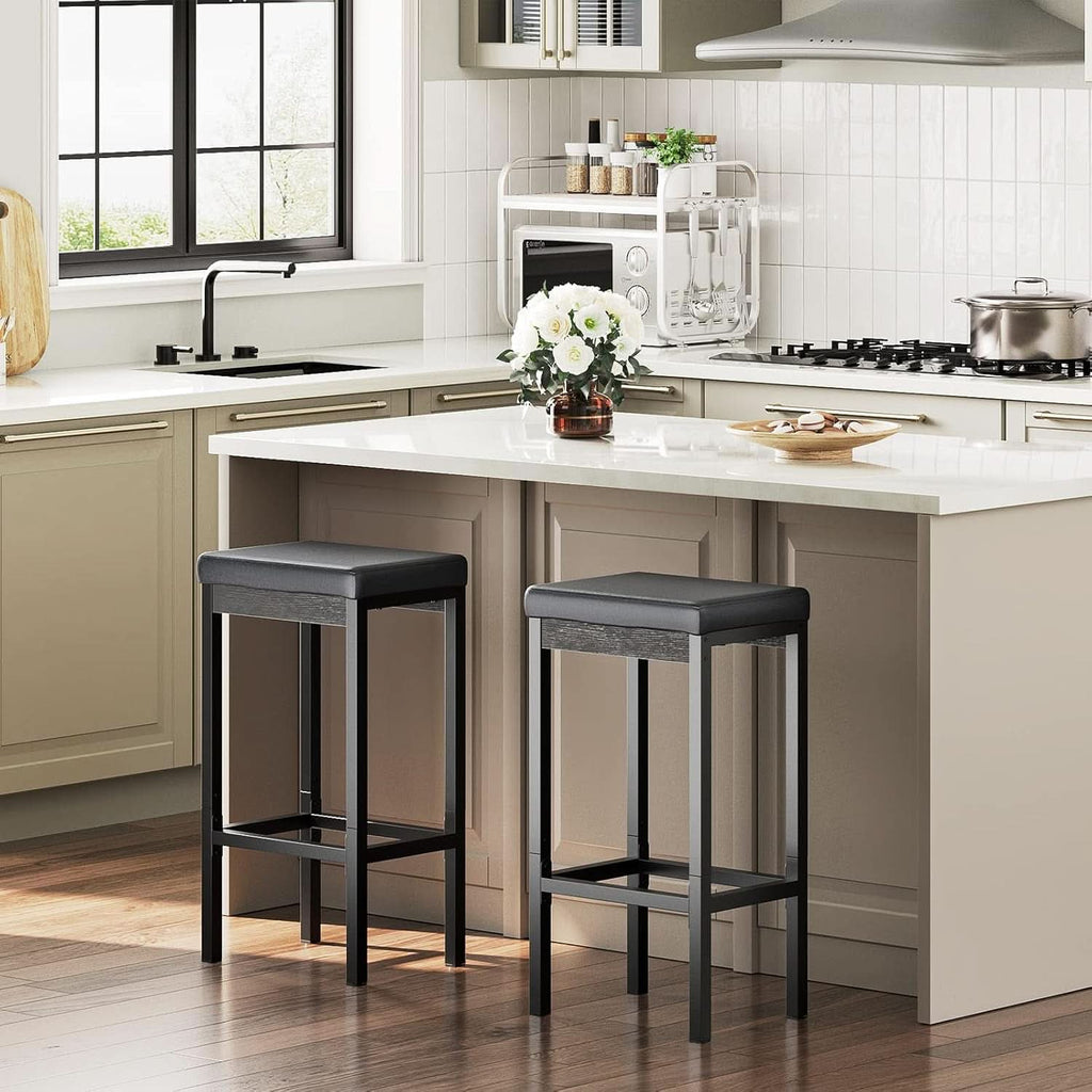 Black 24.8-Inch Bar Stools Set Of 2-Inch Thick Upholstery