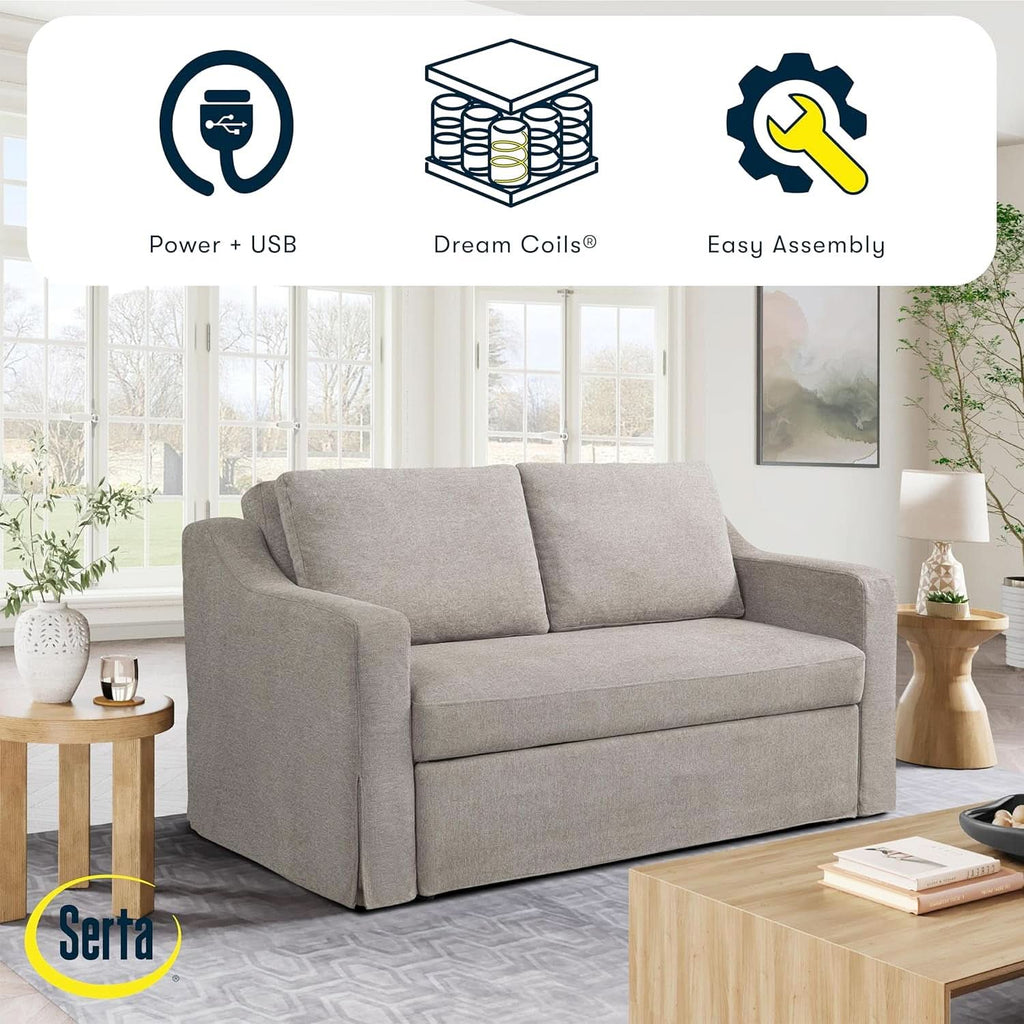 Full Size Slipcovered Convertible Sleeper Sofa Comfortably