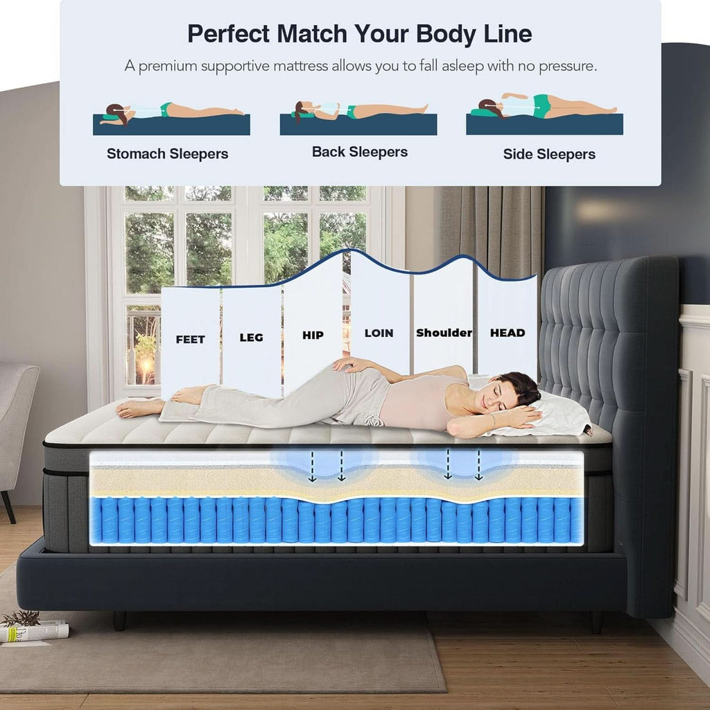 King Size Gel Memory Foam Pocket Spring Hybrid Mattress