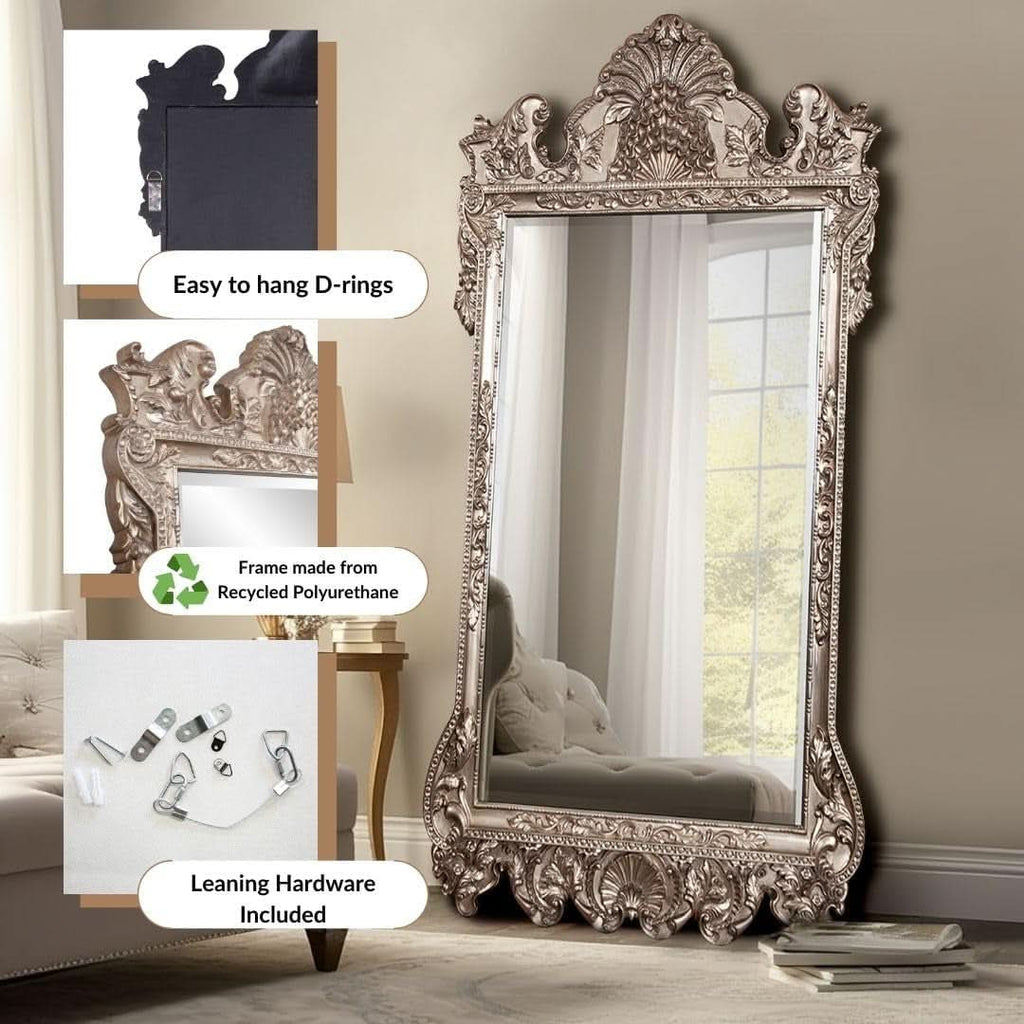 Howard Elliott Marquette Antique Oversized Full Length Mirror Silver Leaf 49x84