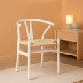 Mid Century White Weave Dining Chair For Dining Room