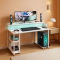 48 Inch LED Gaming Desk With Power Outlets Monitor Stand