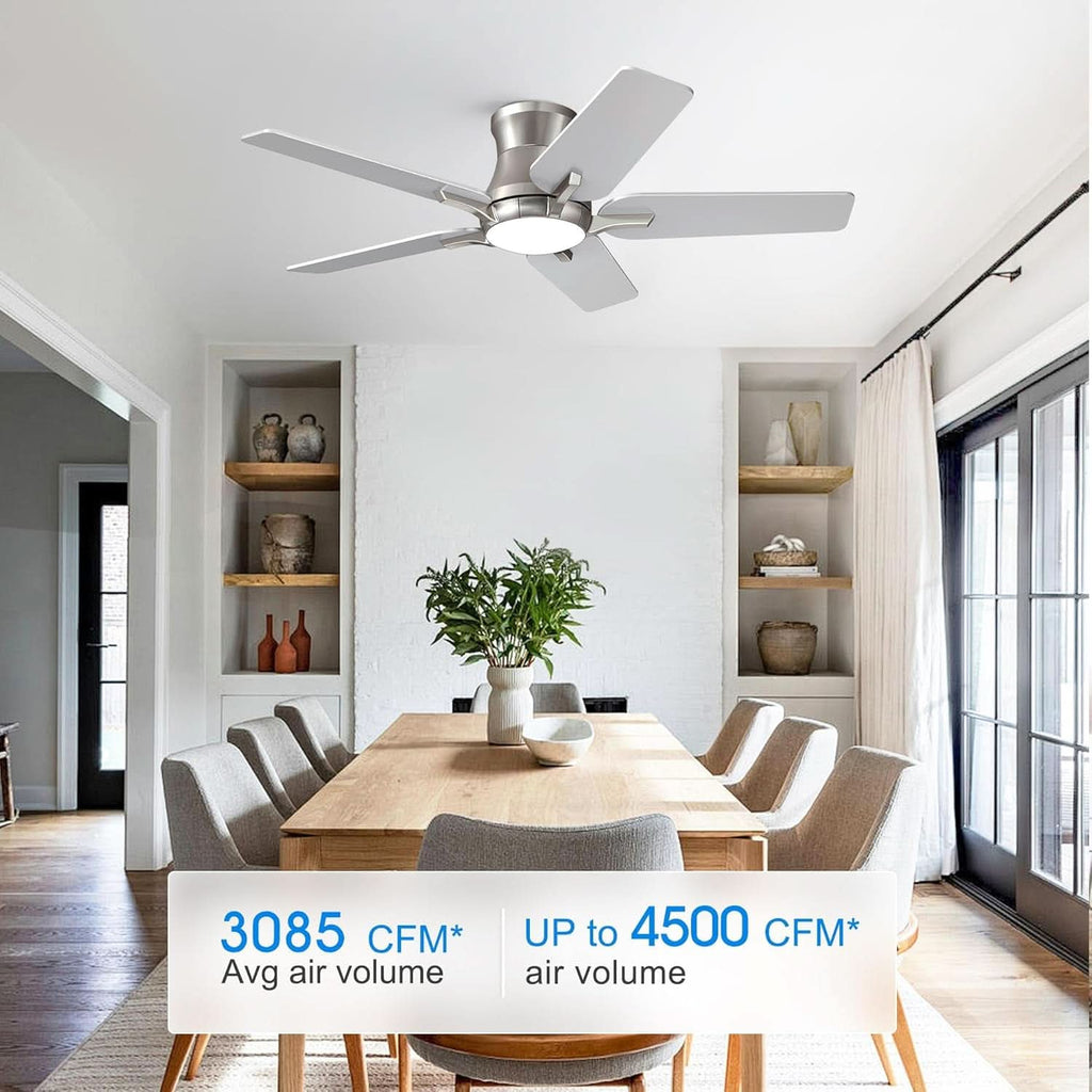 42 Inch Brushed Nickel Ceiling Fan With Remote Control And Lights