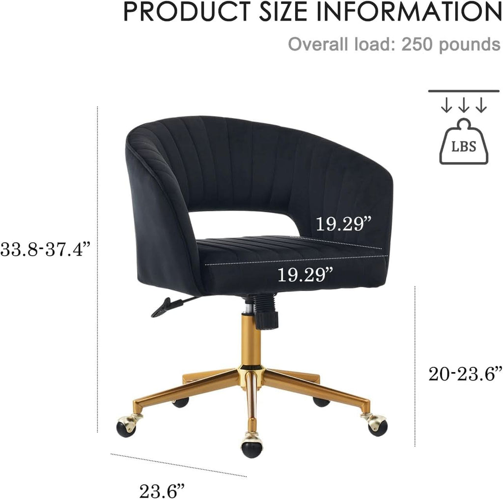 Velvet Home Office Chair 360 Degree Swivel Black Lux Velvet