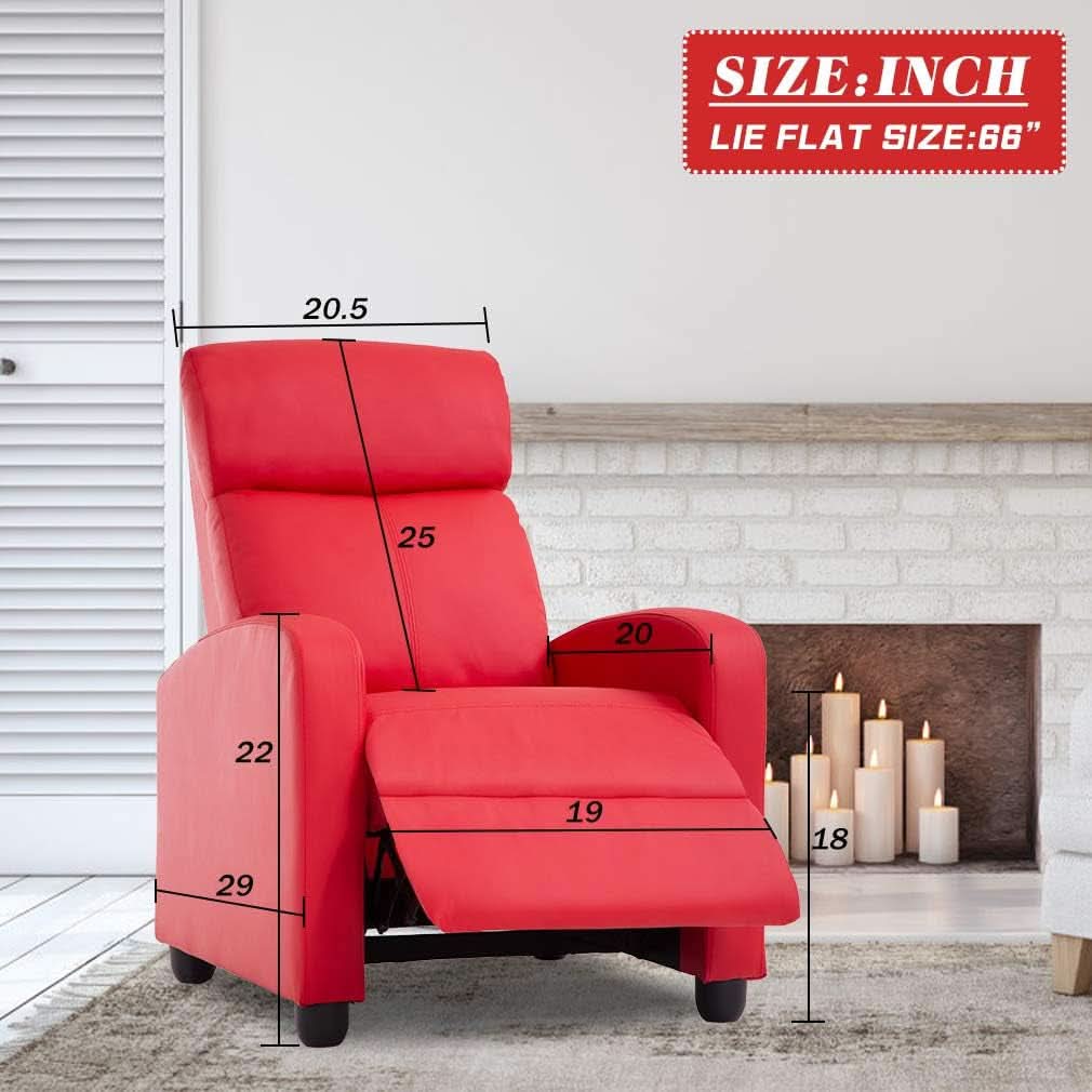 PU Leather Recliner Chair For Living Room With Padded Seat