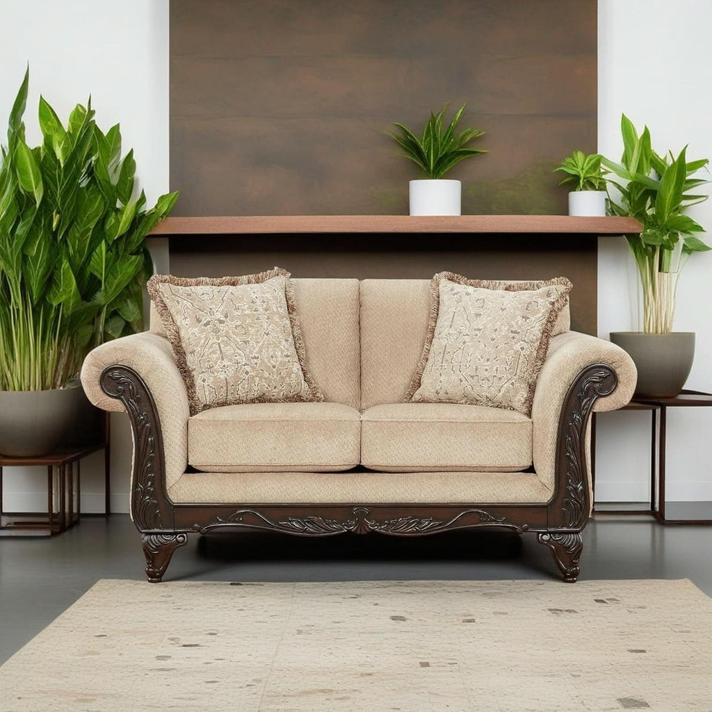 2 Piece Living Room Set Sofa and Loveseat in Beige Wheat